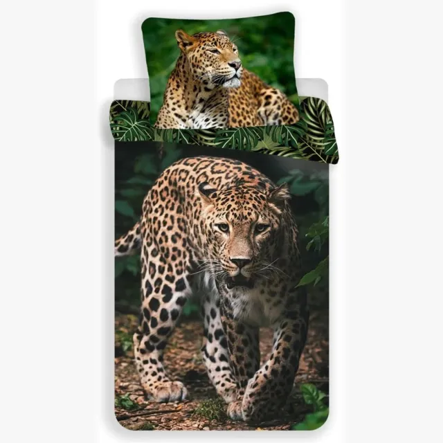 Animal Pictures Dekbedovertrek Luipaard - Eenpersoons - 140 x 200 cm - Groen