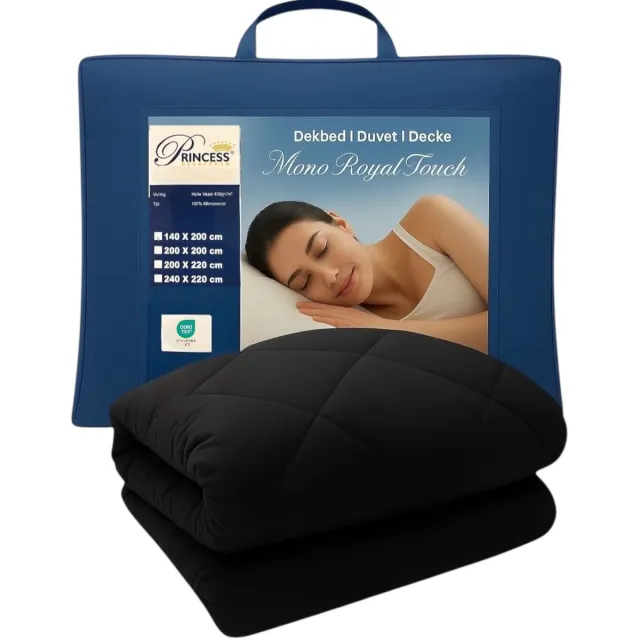 princessdekbedden Princess EazyDekbed Hoesloos Dekbed - 200x200 cm - Zwart - Warmteklasse 2 - Wasbaar - Tweepersoons