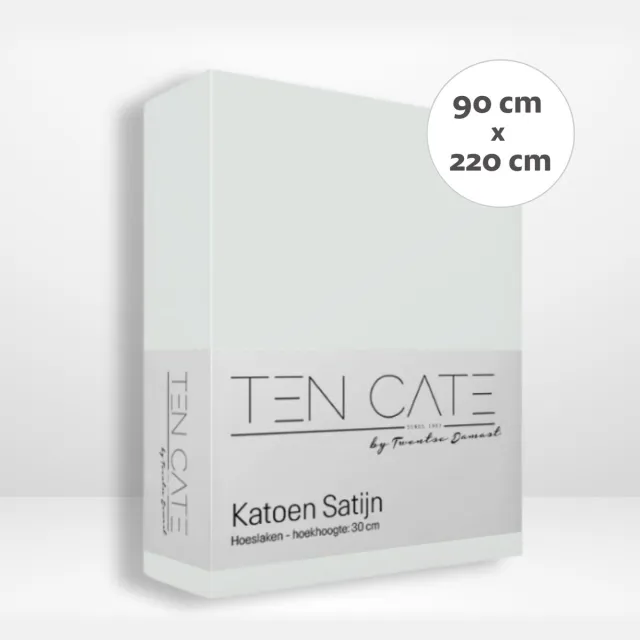 Ten Cate Hoeslaken - Hoeslaken 90x220 - Katoensatijn - Hoeslakens - Geschikt voor boxspring en matras - Hoekhoogte 35cm - Elastiek Rondom - Strijkvrij - Naturel