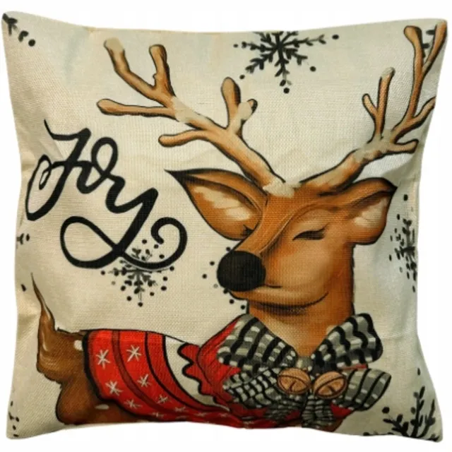 Sa.Co Decoratieve Kerst Kussenhoes 45x45cm - Beige met Print