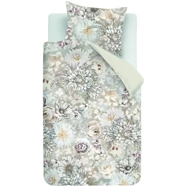 Riviera Maison velours dekbedovertrek 1-persoons bloemenprint Zand