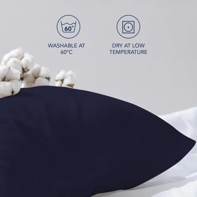 Famanu Famanu Kussensloop (Set van 2) – Donkerblauw Katoen - Voor Kussens 50 x 70 cm - 100% Jersey Katoen - Beddengoed Dubbel Bed Kussensloop - Kussenbeschermer - Bestendig
