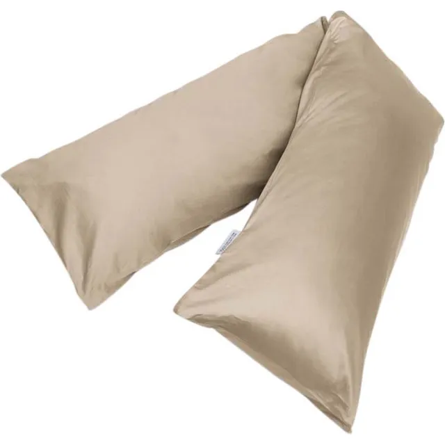 Yumeko kussensloop zijslaper katoensatijn warm taupe 37x160 - Bio, eco & fairtrade - 1 stuk