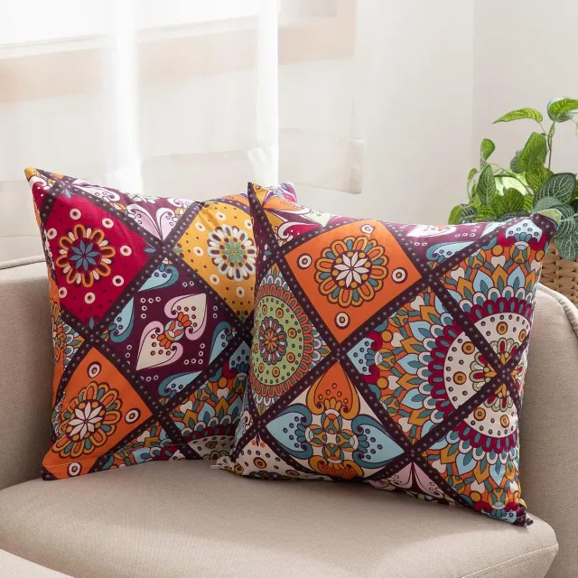Famanu Set van 2 kussenslopen, 40 x 40 cm, 100% katoen, kleurrijk, kussensloop met ritssluiting, superzachte premium en hypoallergeen,... wit