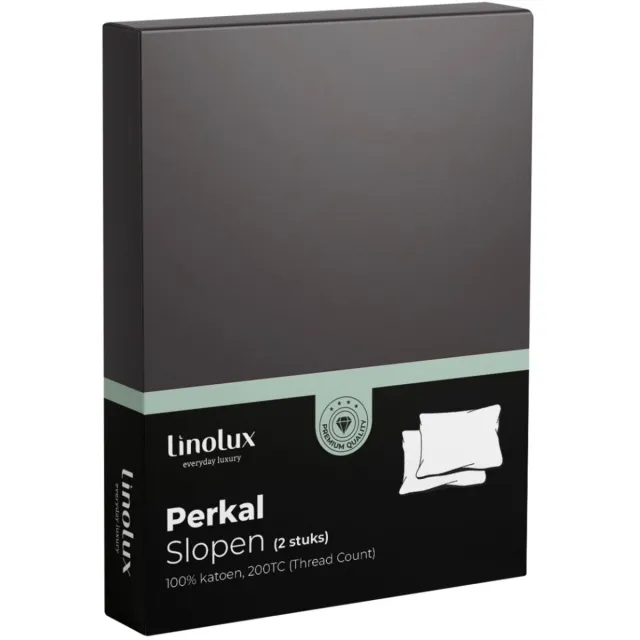 Linolux Kussensloop Katoen Perkal Anthracite 2x 60x70