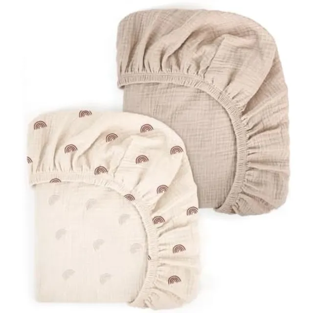 Karma Zachte Mousseline Hoeslakenset voor Babybedjes - Set van 2 Regenboog