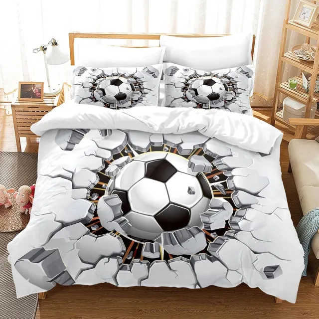 Famanu Kinder dekbedovertrekset voetbal 200 x 200 cm 3-delig 3D print