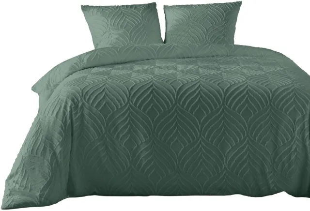Douceur d intérieur Douceur d'intérieur - Dekbedovertrek - Compleet katoen beddengoed, 240 x 220 cm, bottle groen