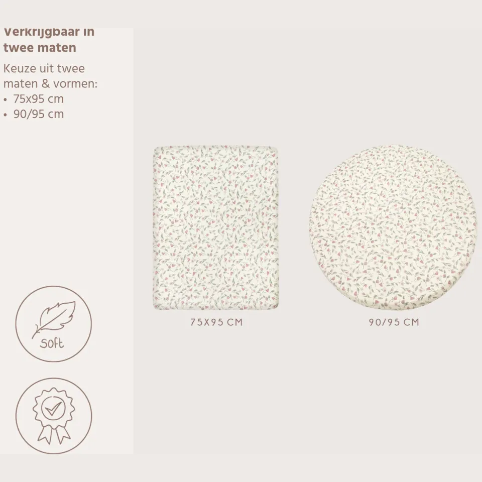 Meyco katoenen gebloemde boxhoeslaken 95 cm - meerkleurig multi, foto 3