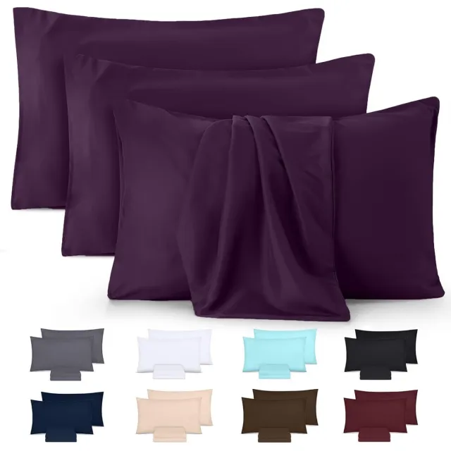 Famanu Kussensloop (Set van 4) – Makkelijk te onderhouden Zachte geborstelde microvezel – Krimp en vervagingsbestendig (Purper, 50 x 75 cm)