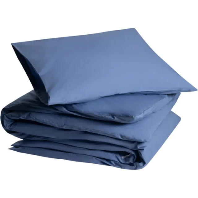 Yumeko dekbedovertrek percal katoen sereen blauw 140x220 + 1/60x70 - Bio, eco & fairtrade Serene Blue