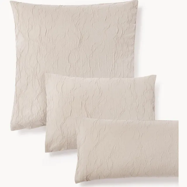 Westwing Collection Gewassen katoenen perkal kussensloop Leonora Beige