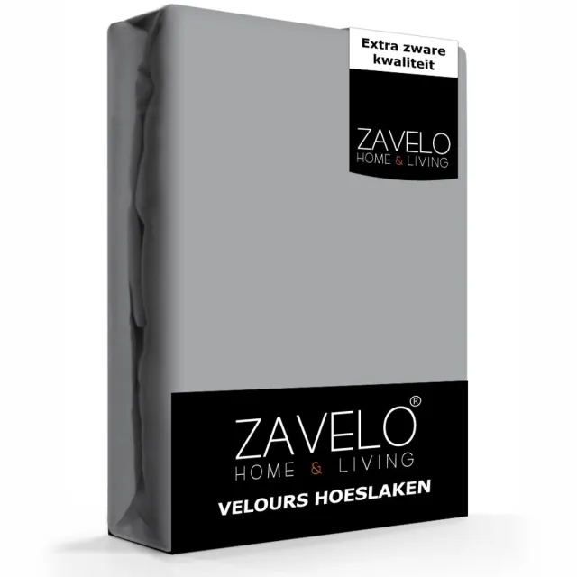 Zavelo Hoeslaken Velours Grijs - Fluweel Zacht - 30 cm Hoekhoogte - Rondom Elastiek - Velvet -Lits-jumeaux (160/180x200/220 cm)