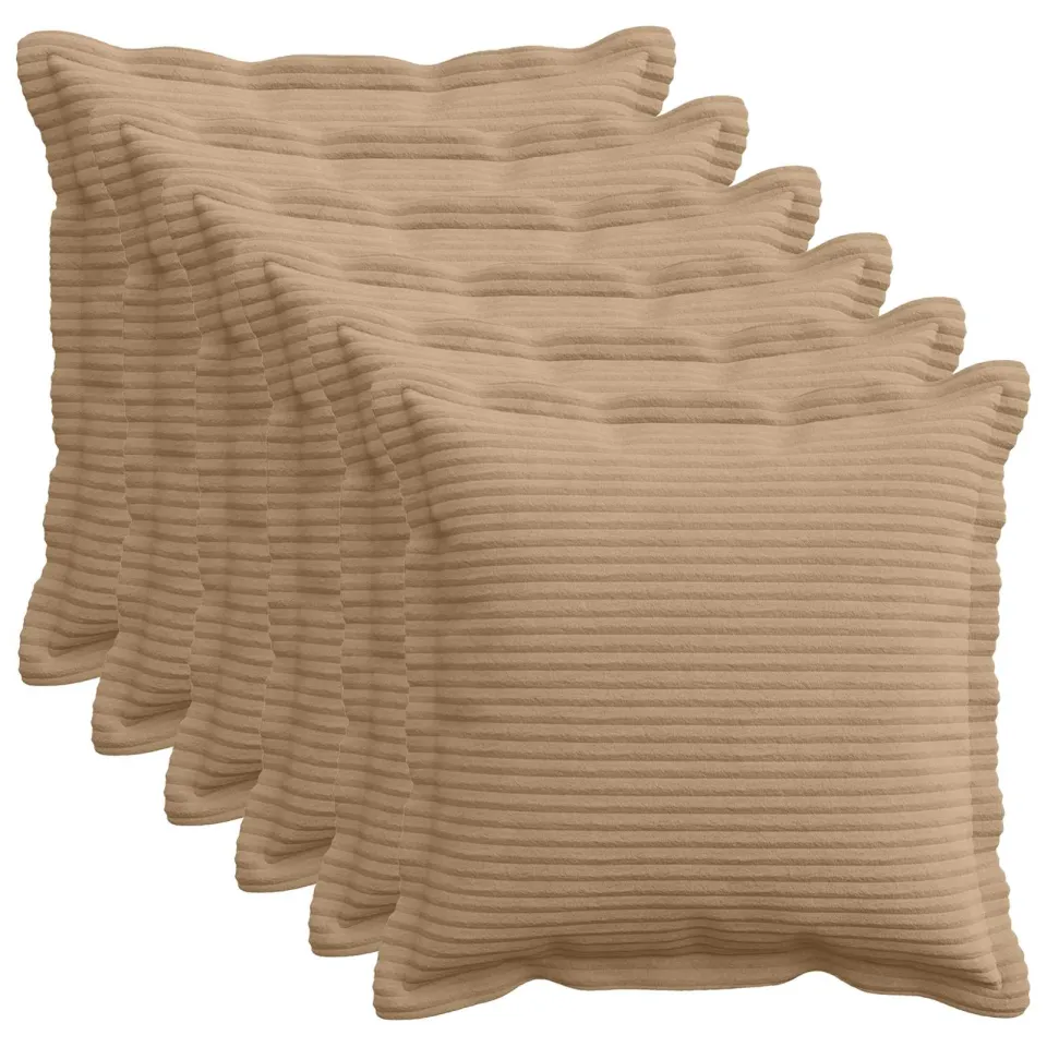 vidaXL Kussensloop 6 st HOUTEN Bruin 30 x 30 cm corduroy, foto 3
