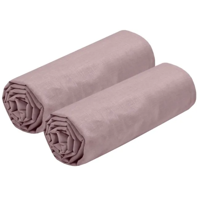 Stof Textiles Hoeslaken Eden - 2x - 2-persoons - 180 x 200 cm - oud roze - hotelkwaliteit - ademend katoen - 30 cm matrasdikte Oudroze