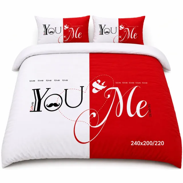 Roden Blue You & Me Dekbedovertrekset - 240x200/220 - Hotelkwaliteit - Romantisch Design - Superzachte Microvezel - Ademend - Temperatuurregulerend - Kleurvast - Perfect Cadeau Rood wit
