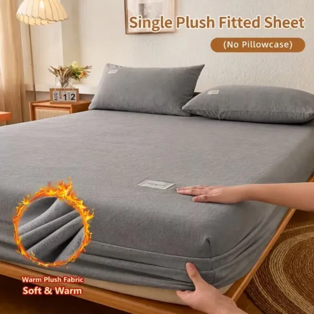 J.T.R Zacht Winter Pluche Hoeslaken met Elastische Rand -160x200 cm -Grijs