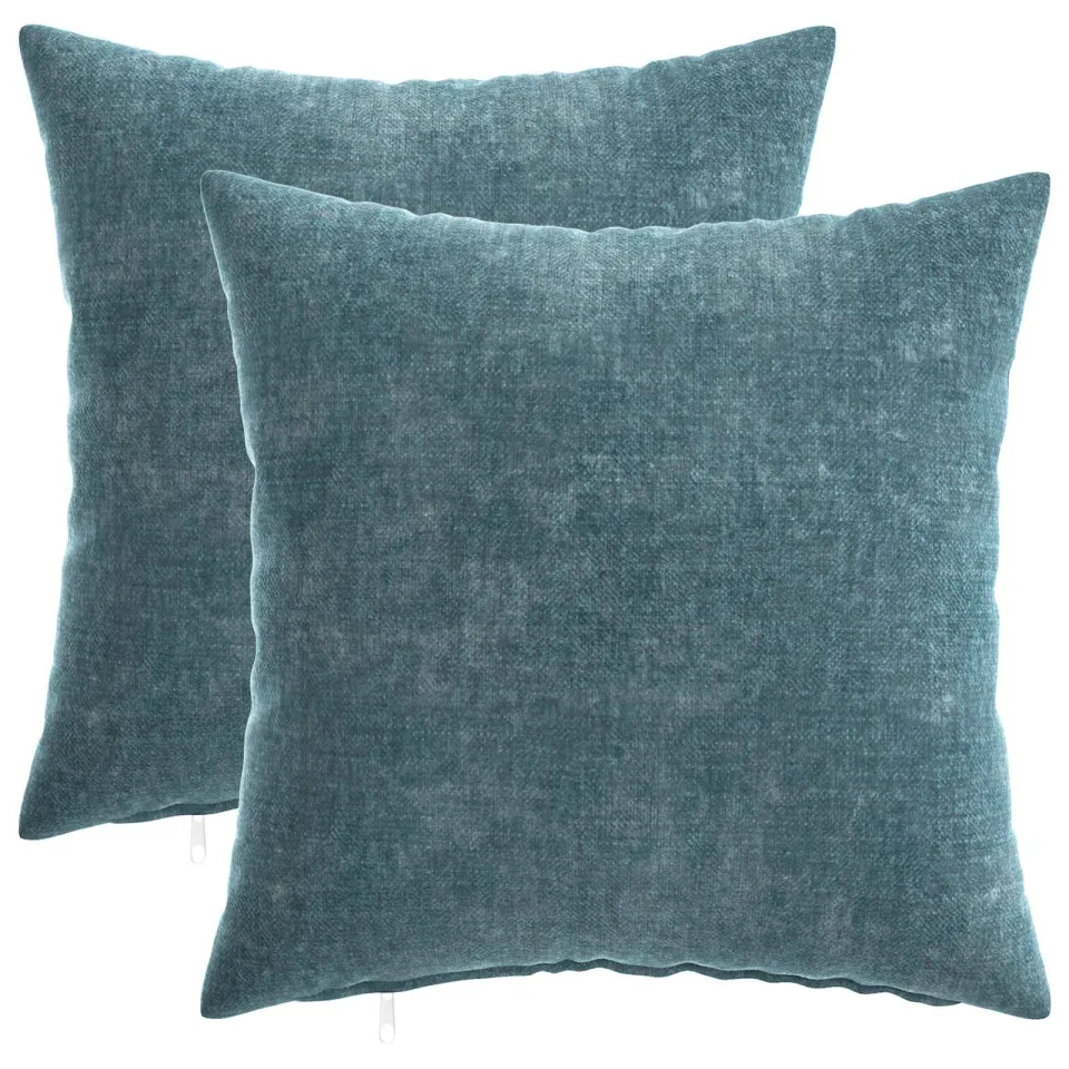 vidaXL Kussensloop 2 st HEERLEN Blauw 30 x 30 cm Chenille Stof