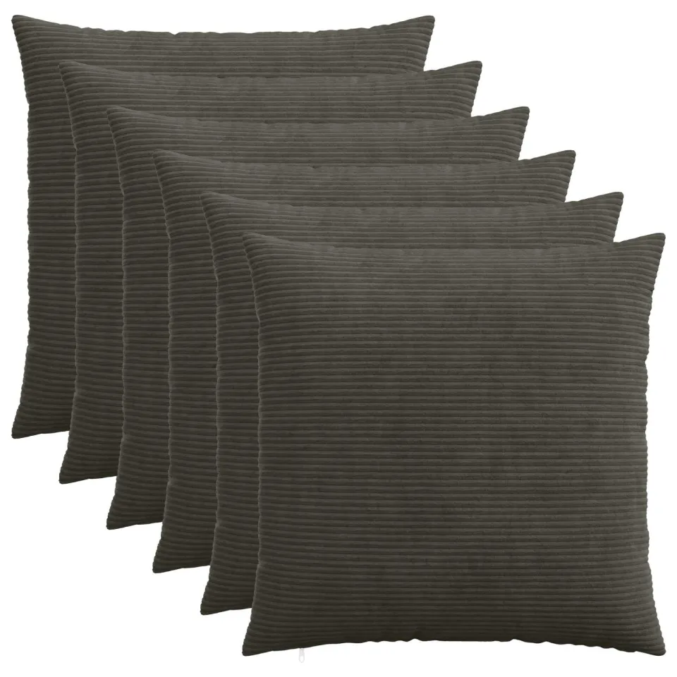 vidaXL Kussensloop 6 st HEERLEN Antracietkleurig 55 x 55 cm corduroy, foto 3