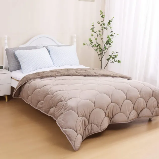 Beau Maison Velvet Sherpa Comfort Dekbed - 200x200 cm - Taupe - All Year