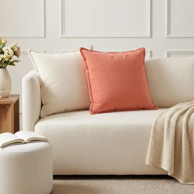 vidaXL Kussensloop 2 st HOUTEN Rood-oranje 55 x 55 cm corduroy Vermiljoen