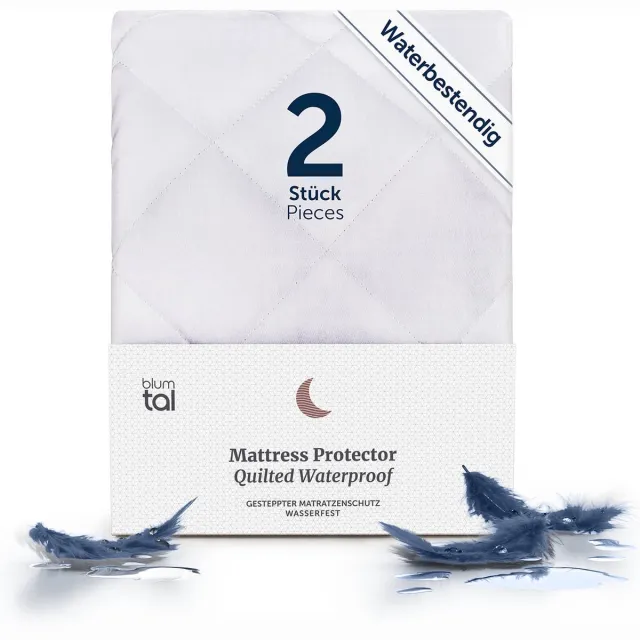 Blumtal Matrasbeschermer Gewatteerd - Waterdicht - 150 x 200 x 30 cm - Oeko-Tex gecertificeerd - Anti-allergeen - Waterbestendig - Ademend - Set van 2 Wit