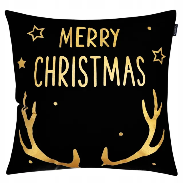 DOMAREX Kerst Kussenhoes 45x45cm Rendier 'Merry Christmas' decoratie Zwart