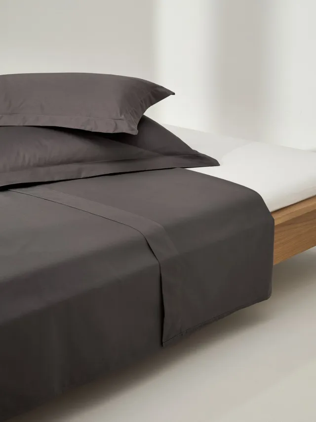 Westwing Collection Katoensatijnen laken Premium Antraciet