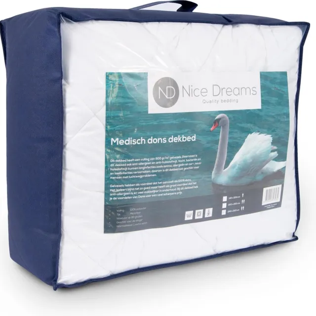 Nice Dreams Dekbed Medisch dons 240x220 cm - 100% tevredenheidsgarantie wit
