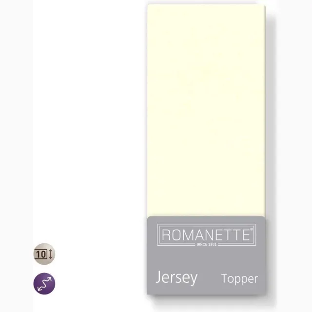 Romanette Topper Hoeslaken Romanette Jersey Ivoor 160/180 x 200/210/220 cm Geel