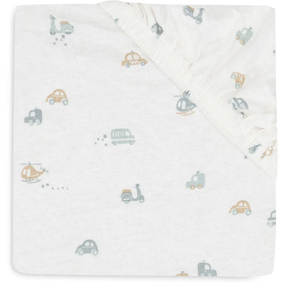 Jollein jersey hoeslaken ledikant On The Go offwhite/blauw/beige, foto 2
