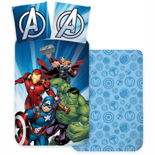 Bosszúállók Avengers peuterdekbedovertrek 100 x 135 cm 40 x 60 cm Blauw