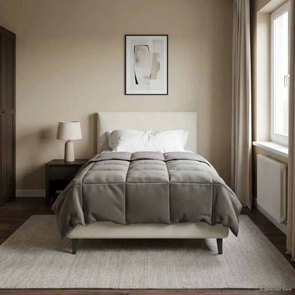 vidaXL Winter Dekbed 155 x 220 cm Winter Microfiber (100% polyester) lichtgrijs, foto 4