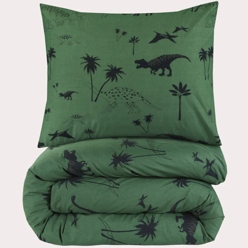 NOUS Kids katoenen dekbedovertrek kinderbed dino (120x150 cm) groen, foto 2