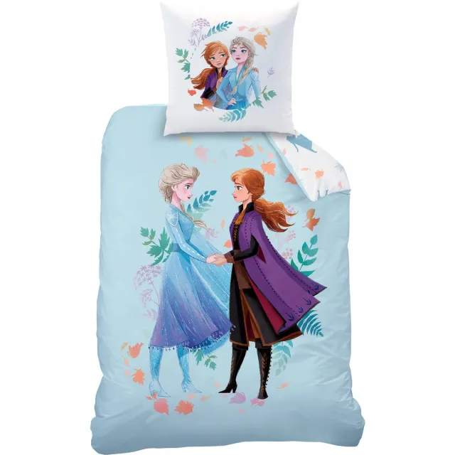 Disney Frozen Dekbedovertrek Sisters - Eenpersoons - 140 x 200 cm - Katoen Blauw