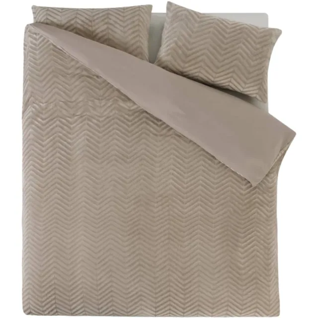 Droomtextiel Teddy Dekbedovertrek Chevron Taupe - 200x200/220 cm - Super Zacht