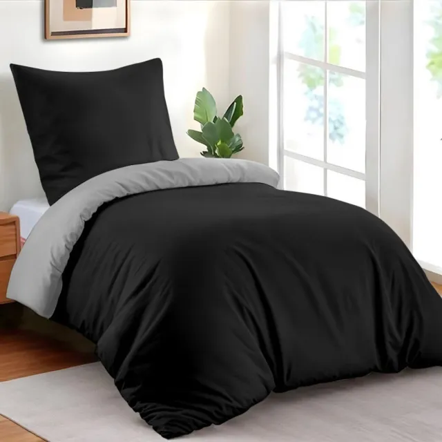 Unyqoos Luxe tweekleurige beddengoedset van microvezel voor ultiem comfort Zwart