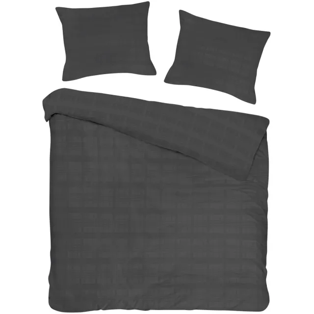 Darymex Luxe Mako-Satijn Dekbedovertrek Marsela – 220x200 cm – Antraciet Ruit – 100% Katoen – Darymex