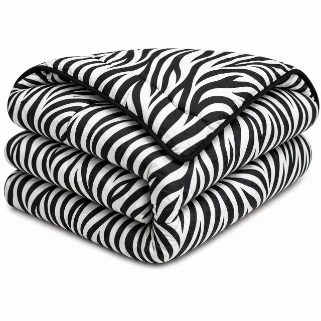 SlaapVaak SlaapSnel Dekbed - Zebra Print Dekbed - Dekbed zonder Overtrek - All Year Dekbed - Hoesloos Dekbed - Anti-Allergisch - Wasbaar - Tweepersoons - 200x200 cm - Zwart/Wit