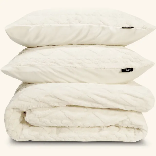 Zydante Dekbedovertrek Set - met 1 kussensloop - Jacquard Teddy Whisper White Wit