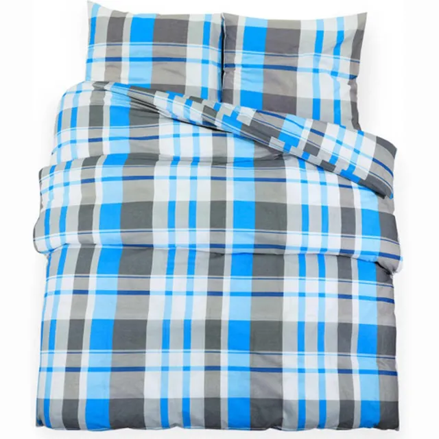 vidaXL Dekbedovertrekset - cm - katoen - blauw - en - grijs blauw en grijs