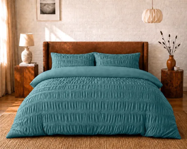 Beau Maison Seersucker Dekbedovertrek Blauw - 200 x 200/220 cm + 2 kussenslopen