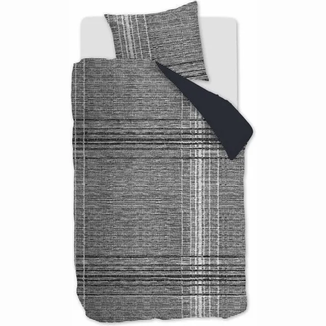 vtwonen VT Wonen Check XL Dekbedovertrek - Flanel - Eenpersoons - 140x200/220 cm - Black Zwart