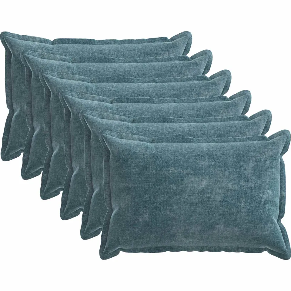 vidaXL Kussensloop 6 st HOUTEN Blauw 30 x 50 cm Chenille Stof, foto 3