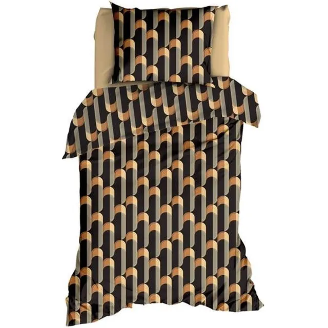 Satin D Or Satin d'Or Cyril Dekbedovertrek - Eenpersoons - 140x200/220 cm - Antra/Camel
