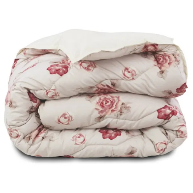 Beau Maison Dekbed Zonder Overtrek Flowers Diamond | Easy Dekbed Uni | 240 x 200/220 cm + 2 kussenslopen Creme en Roze