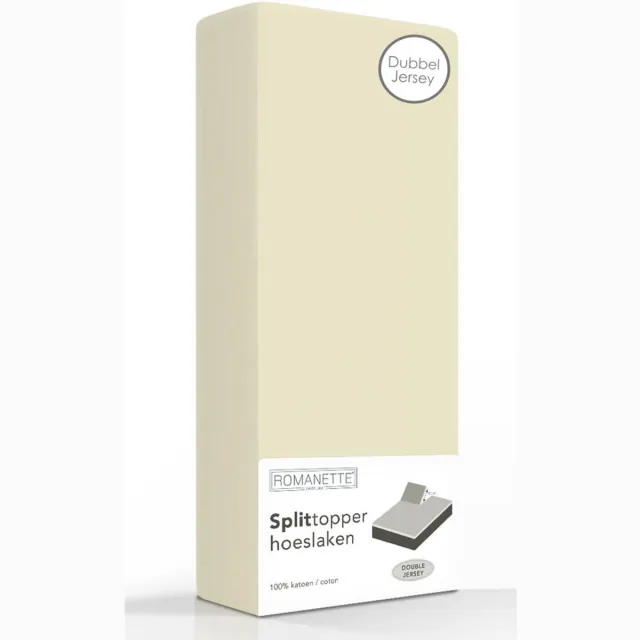 Romanette Double Jersey Splittopper Hoeslaken Romanette Beige-180 x 200/210/220 cm [Beige]