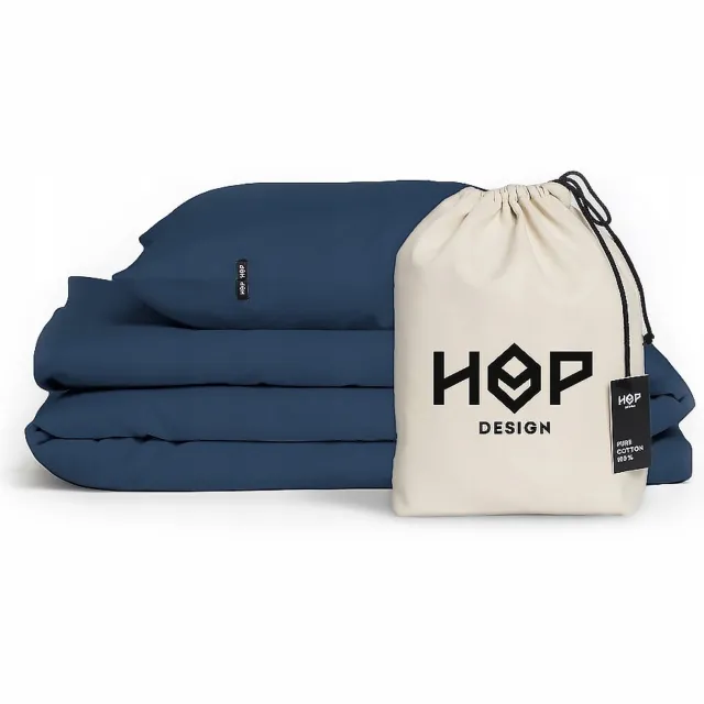 HOP Design Dekbedovertrek 200x200 Gedempt Marineblauw - 100% Katoen