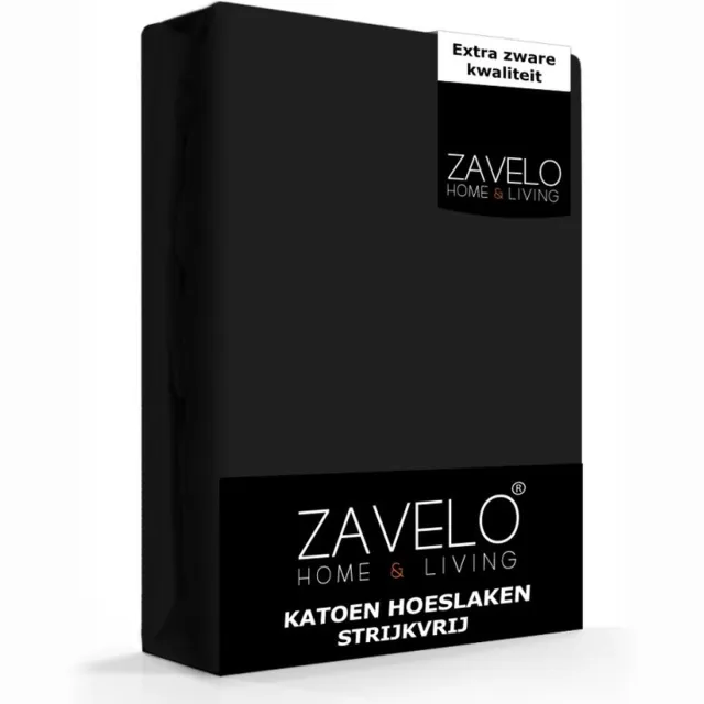 Zavelo Hoeslaken Katoen Strijkvrij Zwart - Lits-jumeaux (180x200 cm) - Hoogwaardige Kwaliteit - Rondom Elastisch - Perfecte Pasvorm