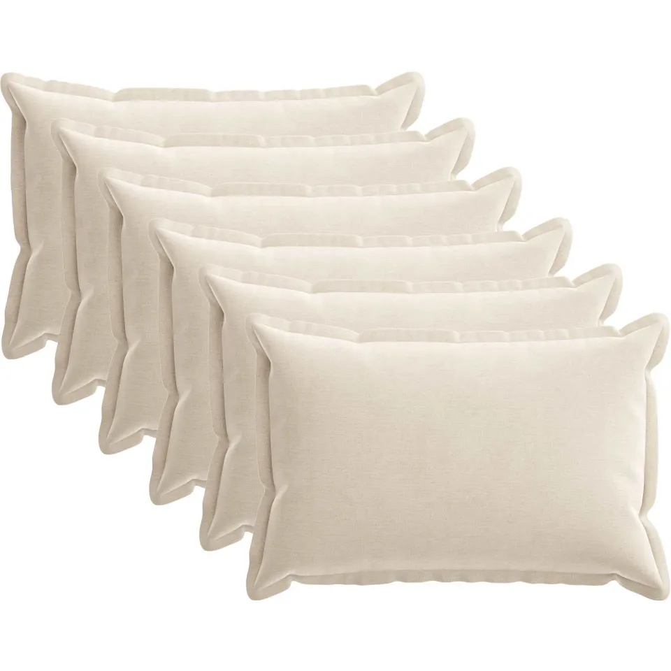 vidaXL Kussensloop 6 st HOUTEN Crèmekleurig 50 x 70 cm Chenille Stof, foto 3